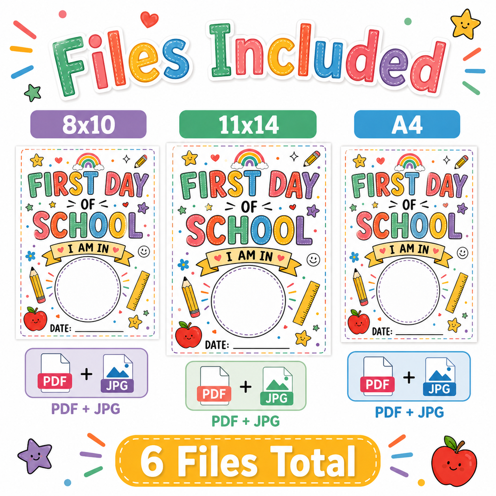 First Day of School Sign Printable | Back to School Photo Prop Poster 8x10 11x14 A4