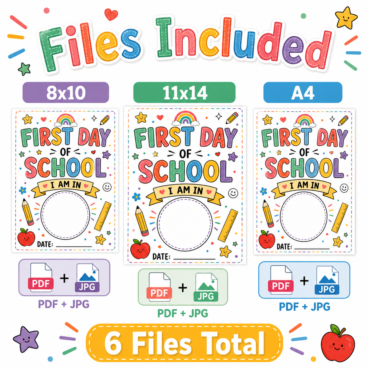 First Day of School Sign Printable | Back to School Photo Prop Poster 8x10 11x14 A4