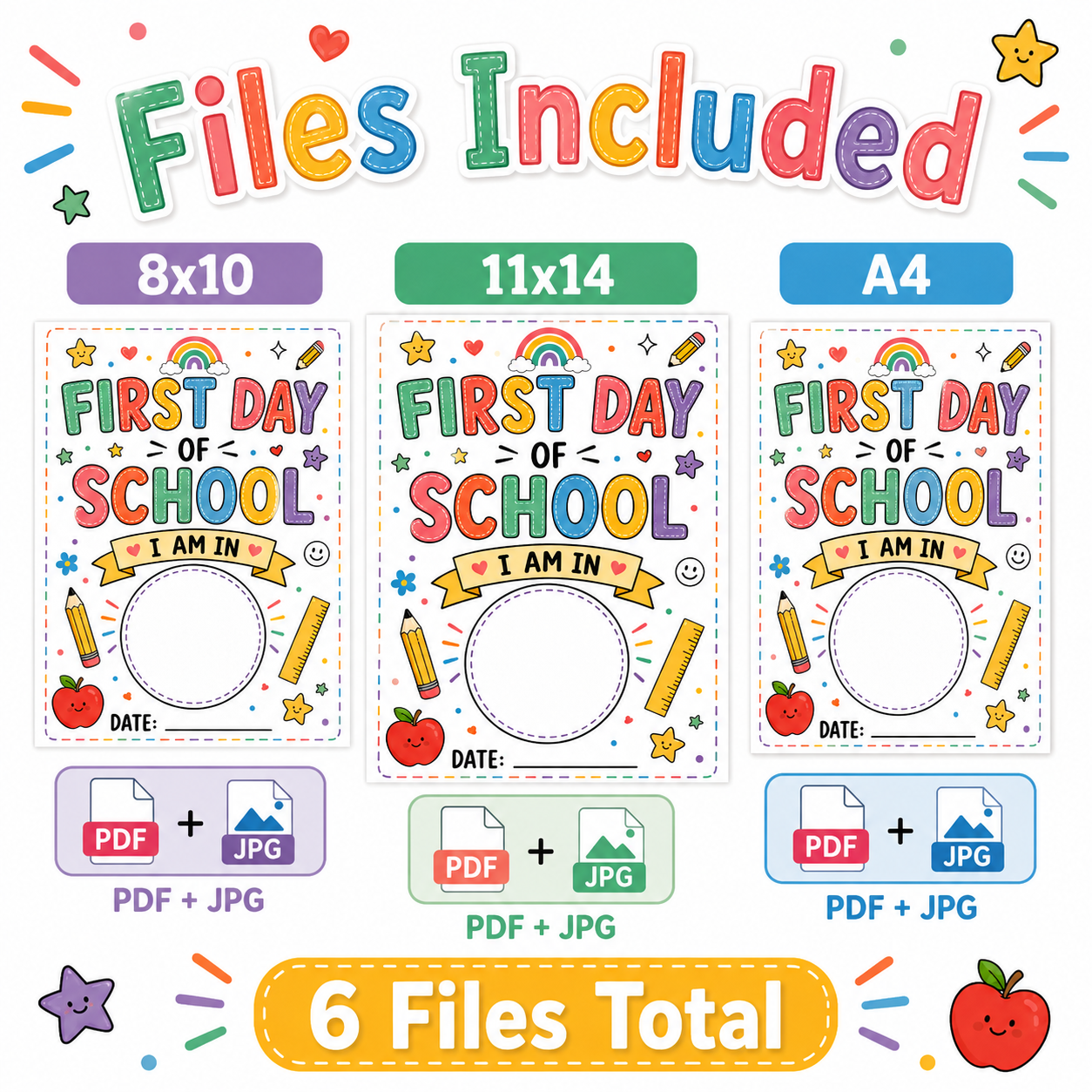 First Day of School Sign Printable | Back to School Photo Prop Poster 8x10 11x14 A4