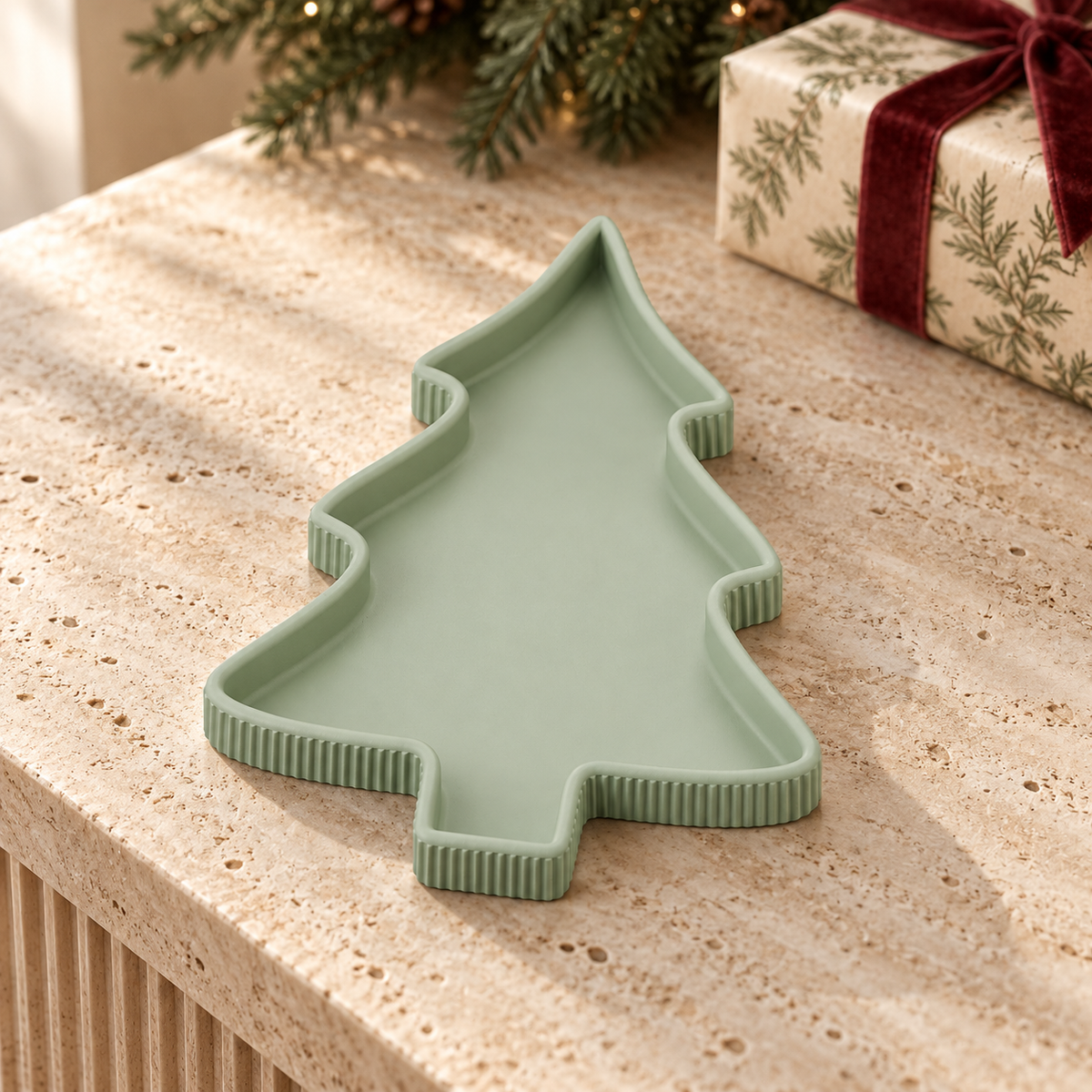 Fluted Christmas Tree Tray STL – Holiday Trinket and Jewelry Organizer