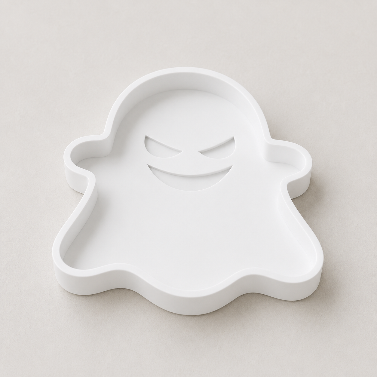 Halloween Ghost Candy Tray STL File | 3D Printable Spooky Candy Bowl with Recessed Face