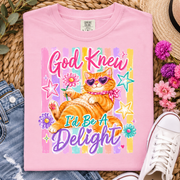 God Knew I’d Be A Delight Cat PNG Design – Cute Christian Shirt Sublimation File