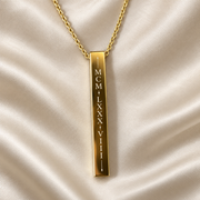 Personalized Roman Numeral Birth Year Necklace – Custom Engraved Gold Bar Pendant