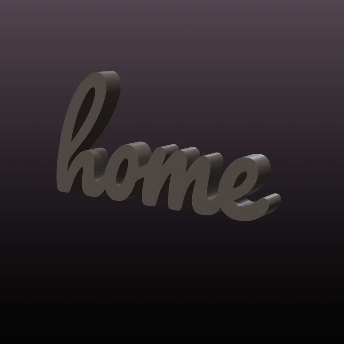 HOME Sign STL File – Freestanding Cursive Word Decor for 3D Printing