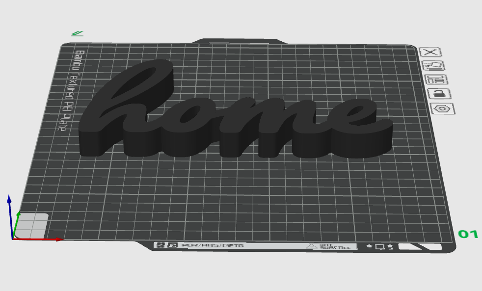 HOME Sign STL File – Freestanding Cursive Word Decor for 3D Printing