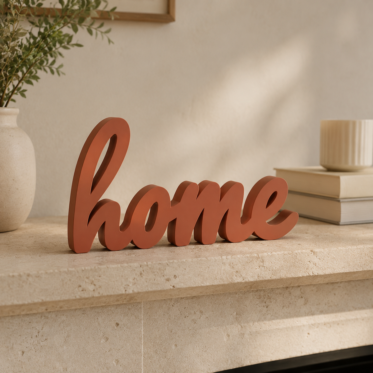 HOME Sign STL File – Freestanding Cursive Word Decor for 3D Printing