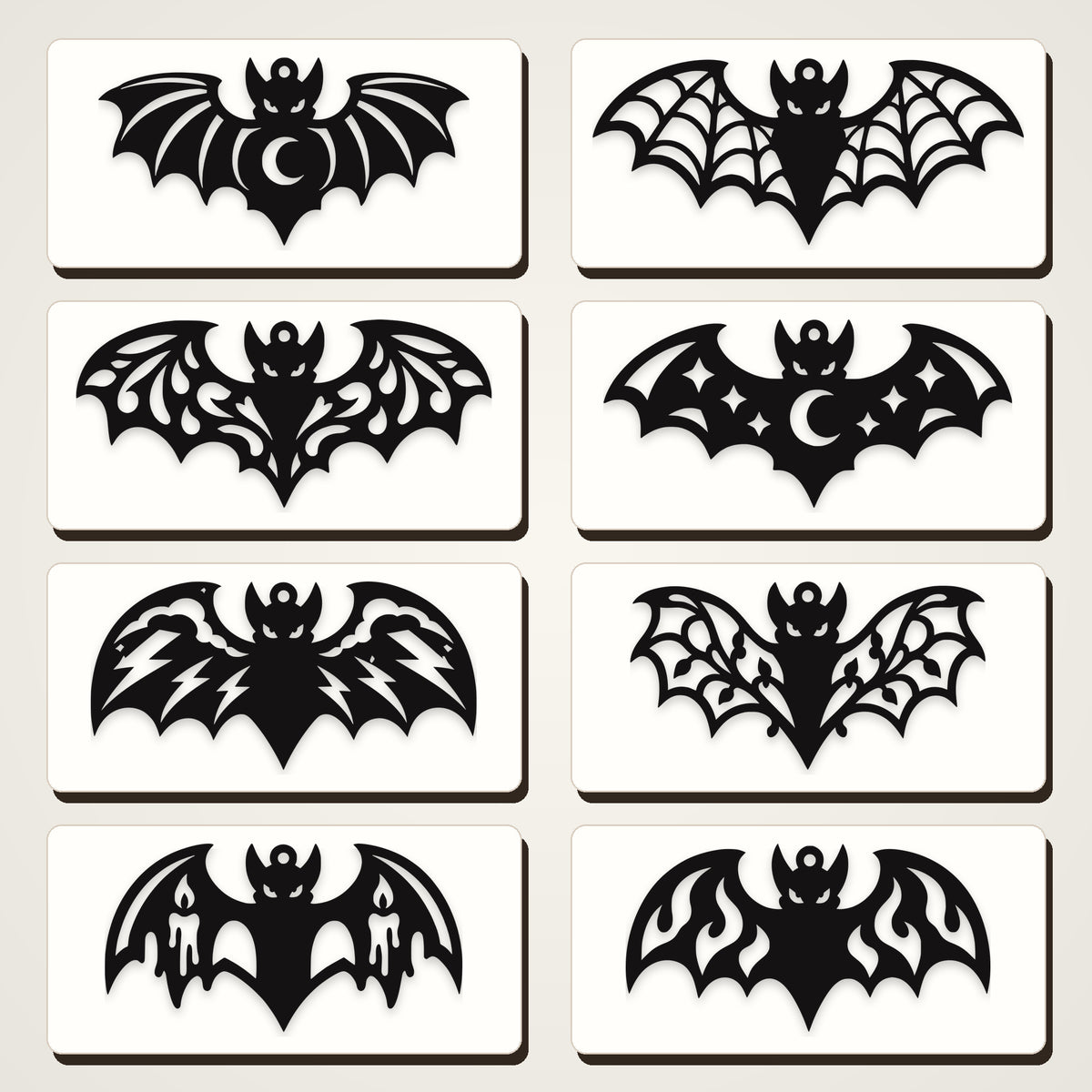 Halloween Hanging Bat Ornament STL Bundle – 8 Printable Bat Designs