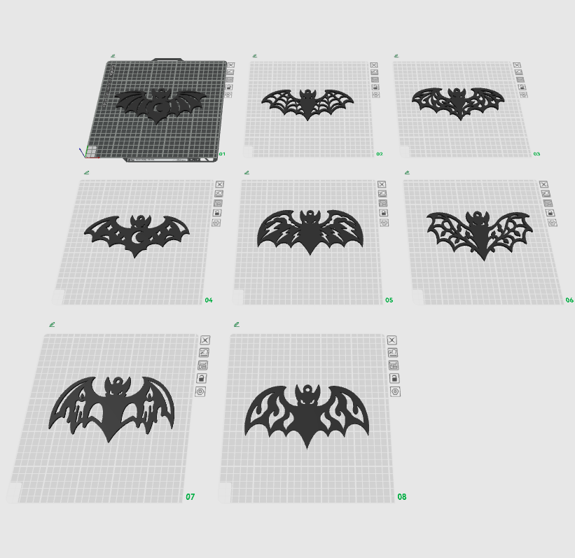 Halloween Hanging Bat Ornament STL Bundle – 8 Printable Bat Designs