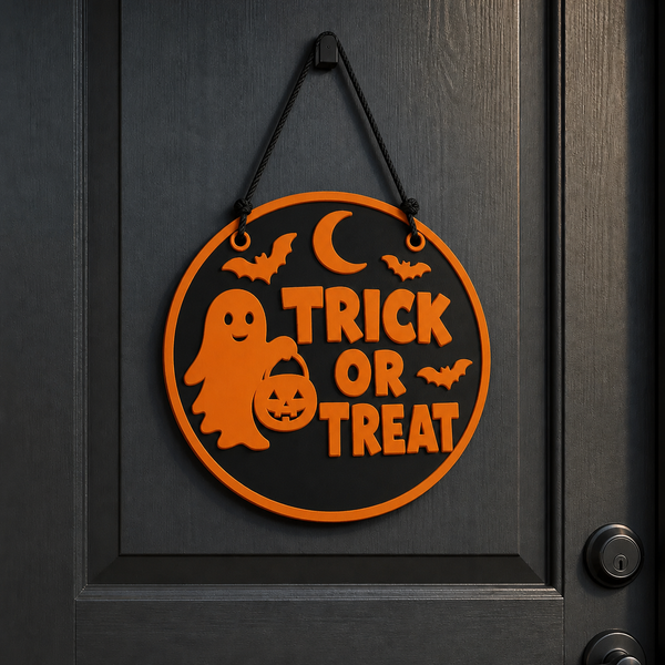 Halloween Door Sign STL & 3MF – Trick or Treat 3D Print File