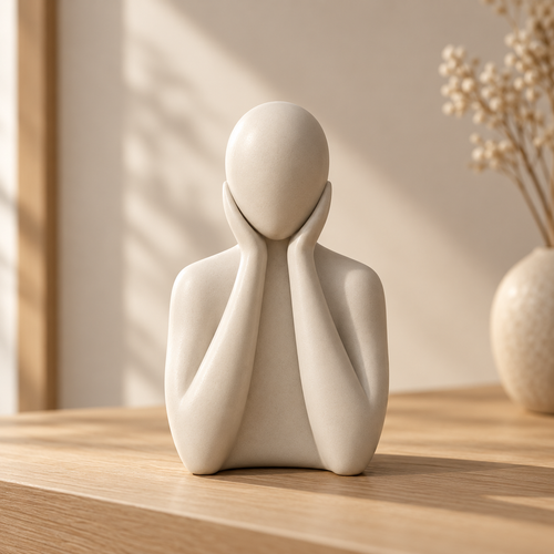 Head in Hands Statue STL – Minimalist Reflective Figure for 3D Printing