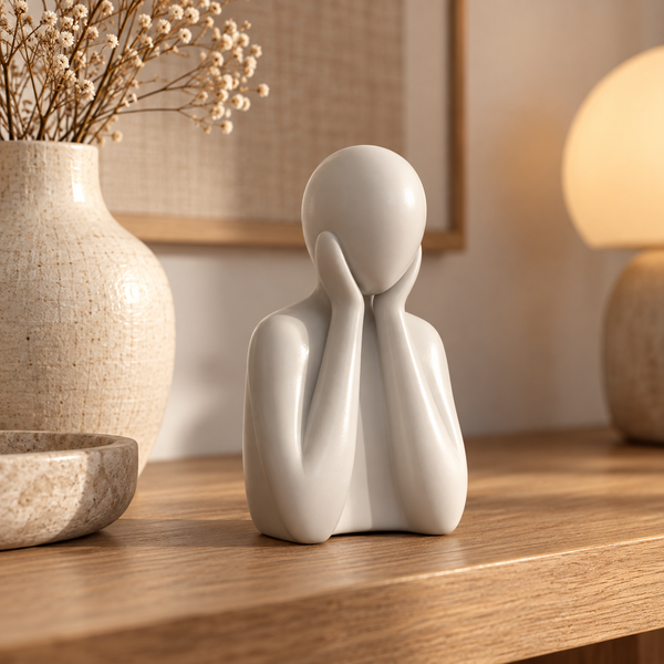 Head in Hands Statue STL – Minimalist Reflective Figure for 3D Printing