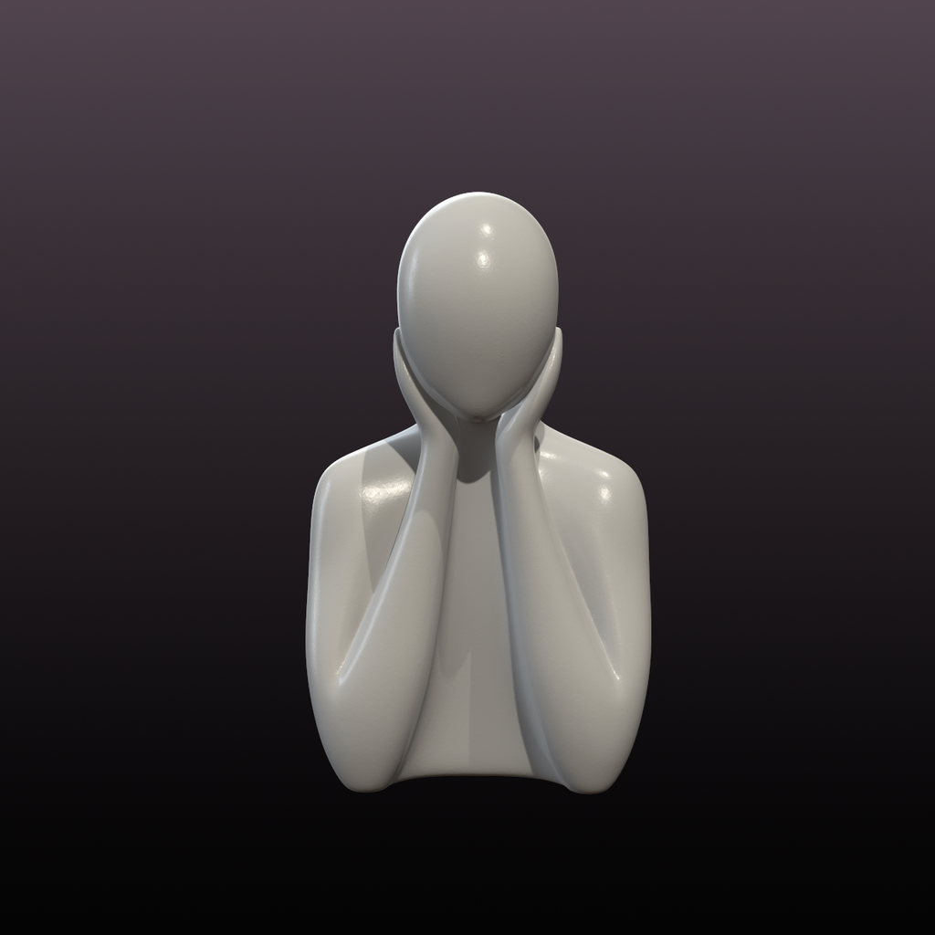 Head in Hands Statue STL – Minimalist Reflective Figure for 3D Printing