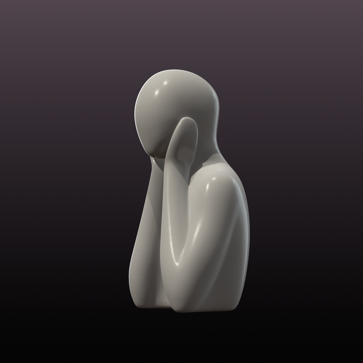 Head in Hands Statue STL – Minimalist Reflective Figure for 3D Printing