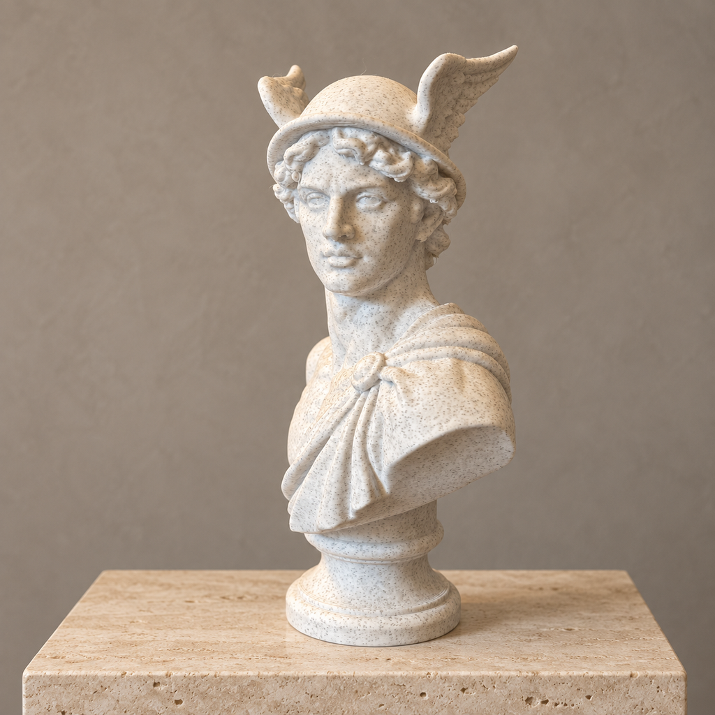 Hermes Bust Statue – Greek God Sculpture, Classical Mythology Home and Office Decor
