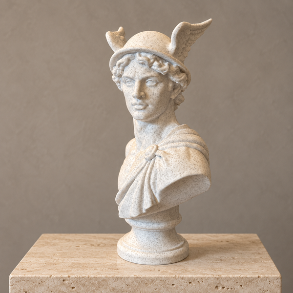 Hermes Bust Statue – Greek God Sculpture, Classical Mythology Home and Office Decor