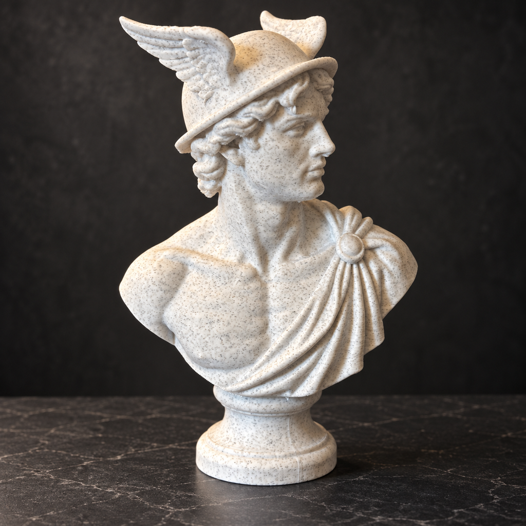 Hermes Bust Statue – Greek God Sculpture, Classical Mythology Home and Office Decor