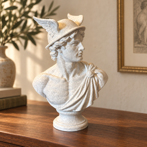Hermes Bust Statue – Greek God Sculpture, Classical Mythology Home and Office Decor