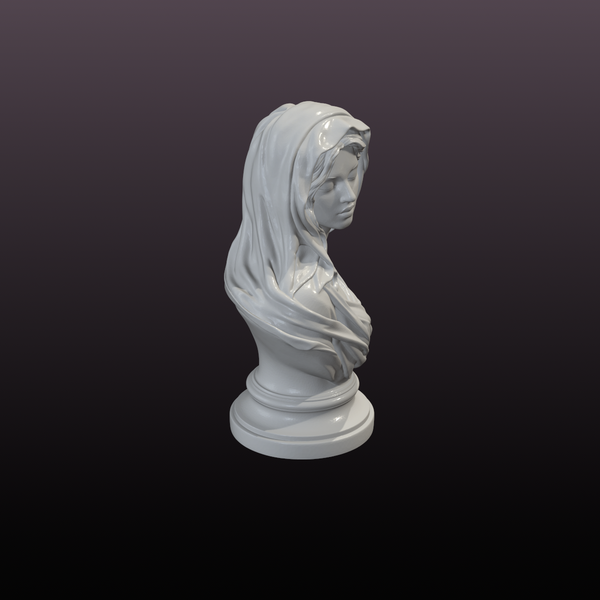 Hooded Woman Bust STL File – Classical Female Statue for 3D Printing