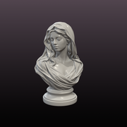 Hooded Woman Bust STL File – Classical Female Statue for 3D Printing