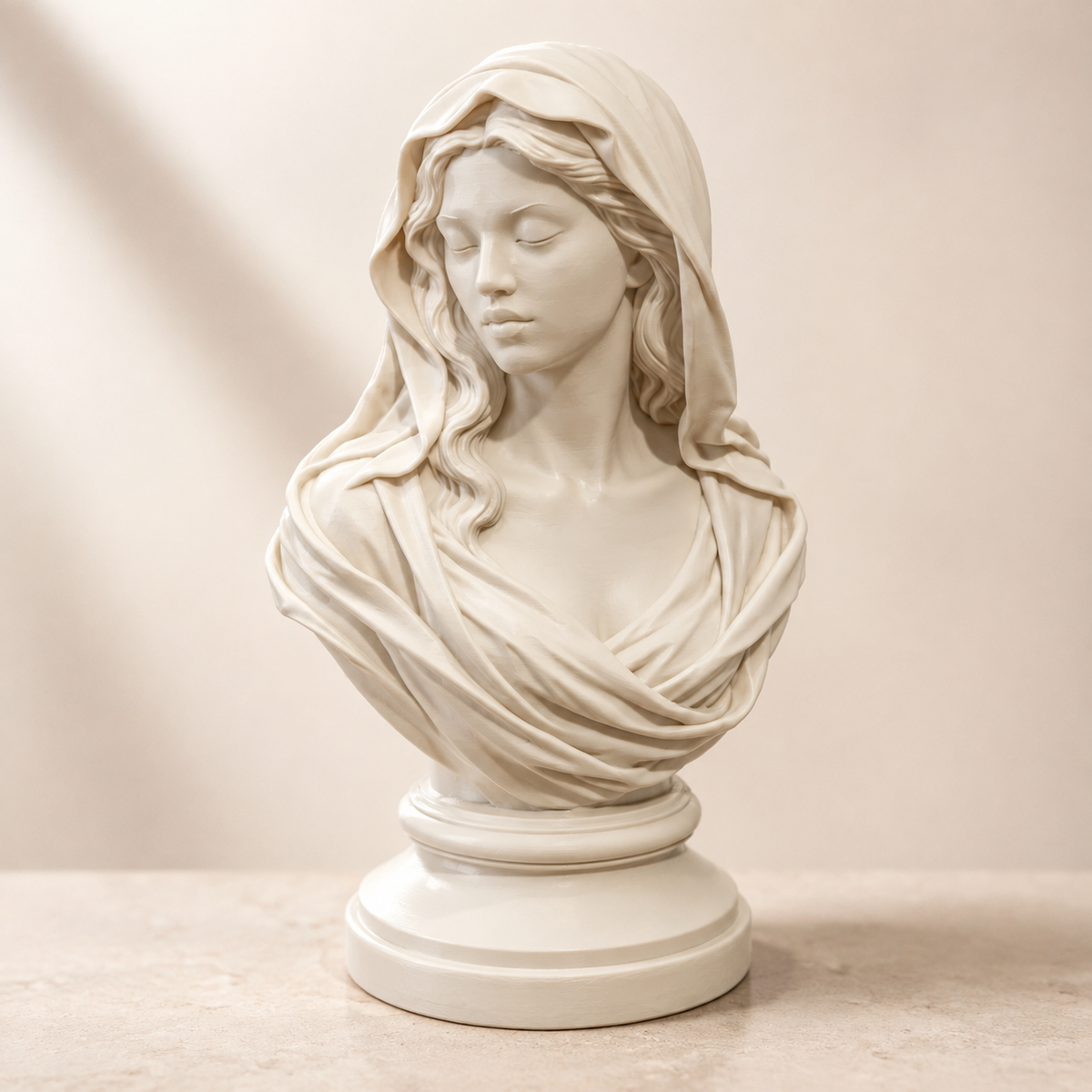 Hooded Woman Bust STL File – Classical Female Statue for 3D Printing Main image