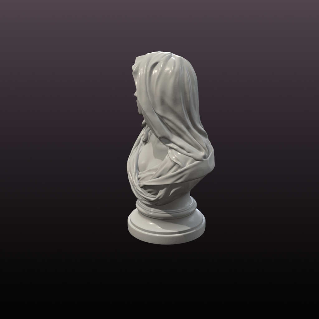 Hooded Woman Bust STL File – Classical Female Statue for 3D Printing