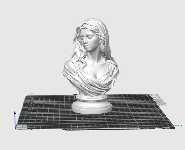 Hooded Woman Bust STL File – Classical Female Statue for 3D Printing
