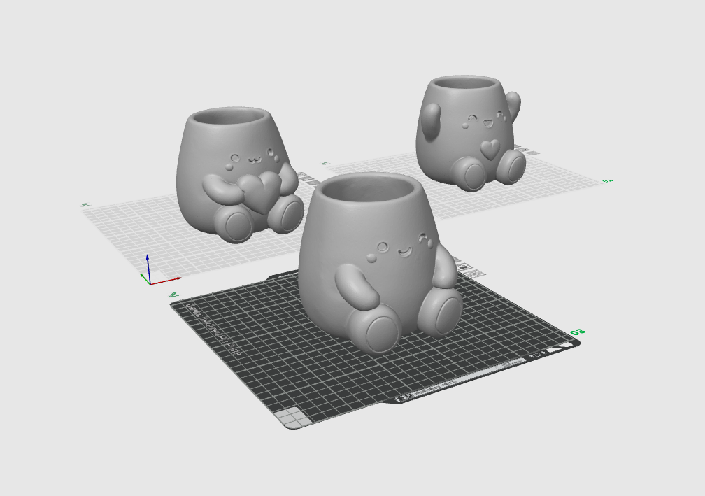 Kawaii Love Planter Trio STL Bundle – Cute 3D Printable Plant Pots