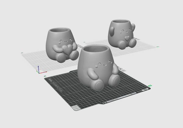 Kawaii Love Planter Trio STL Bundle – Cute 3D Printable Plant Pots