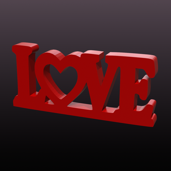 LOVE Sign STL File – Freestanding Heart Word Home Decor for 3D Printing