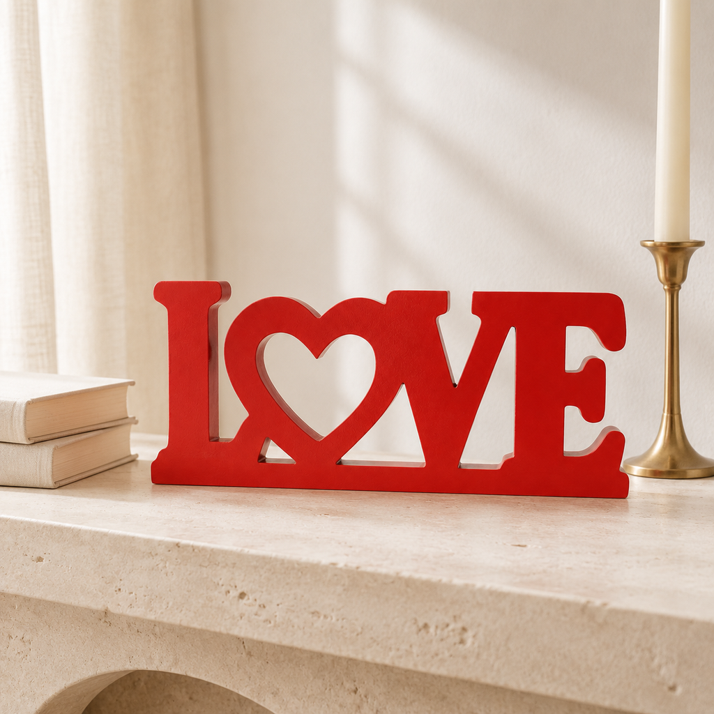 LOVE Sign STL File – Freestanding Heart Word Home Decor for 3D Printing