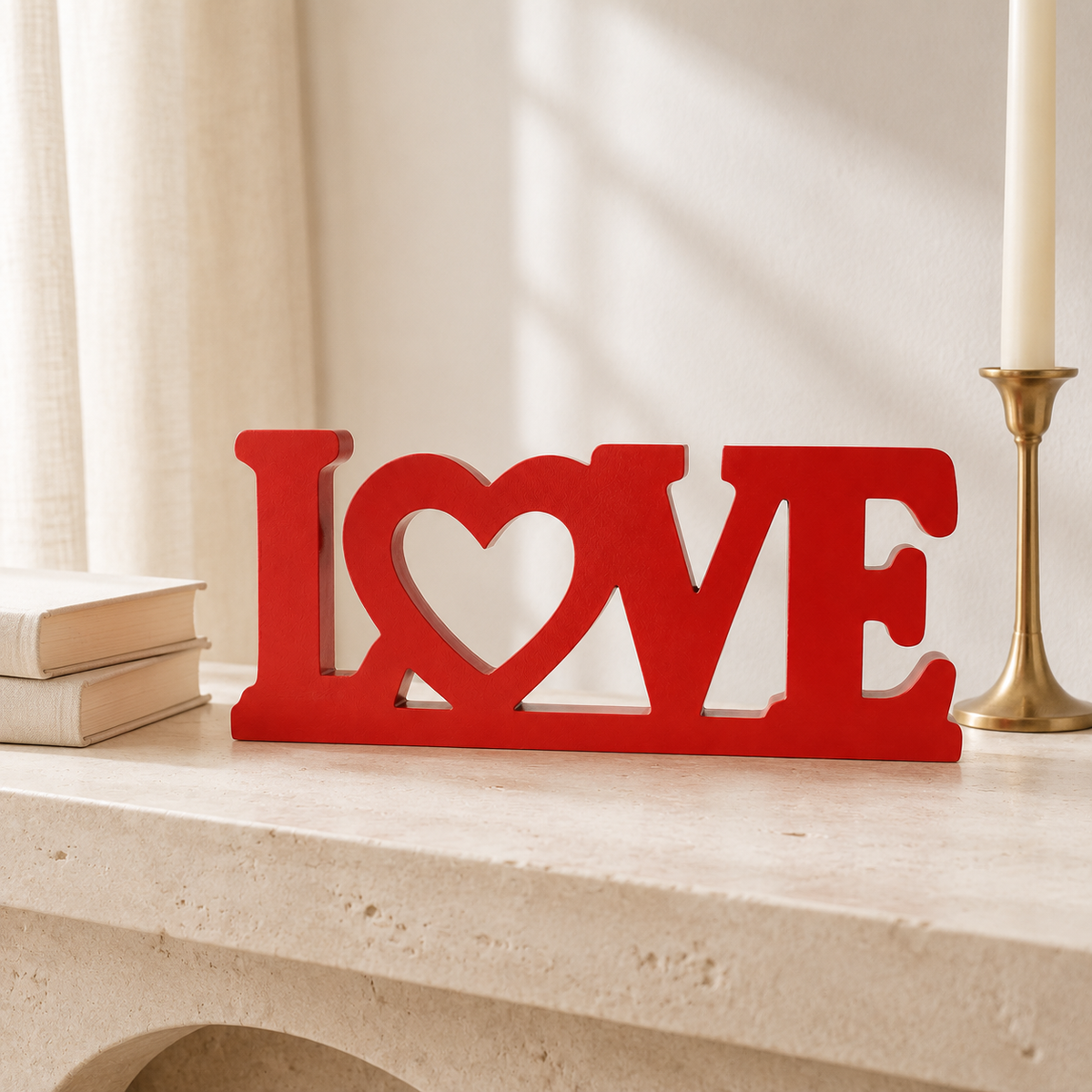LOVE Sign STL File – Freestanding Heart Word Home Decor for 3D Printing