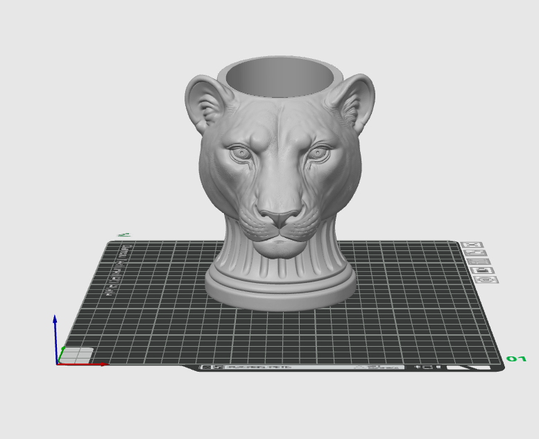 Lioness Head Planter STL File | Classical Animal Plant Pot