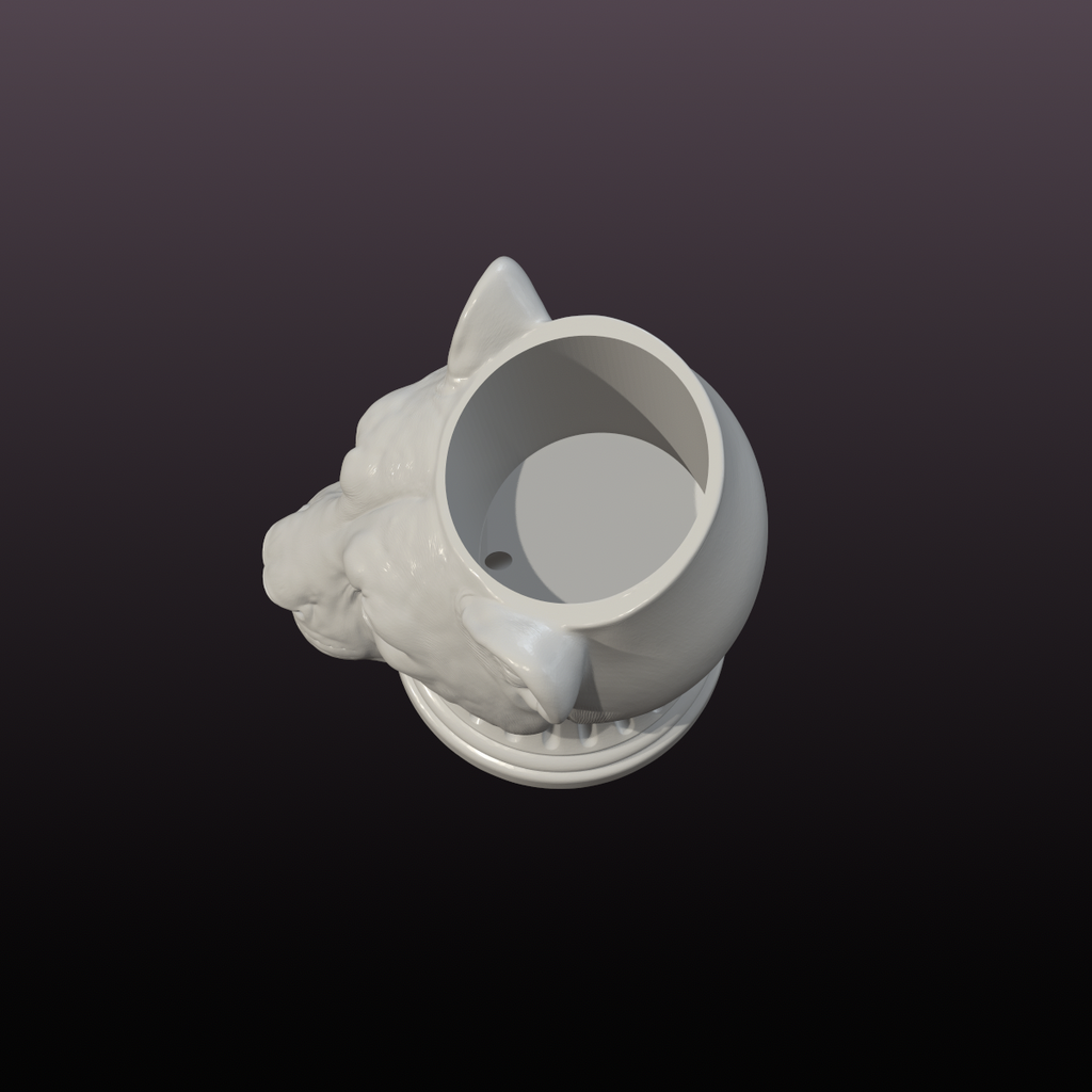 Lioness Head Planter STL File | Classical Animal Plant Pot