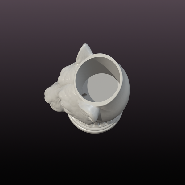 Lioness Head Planter STL File | Classical Animal Plant Pot