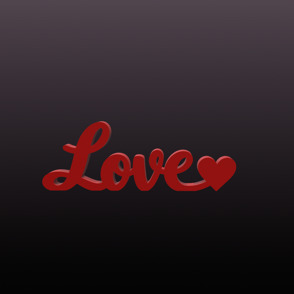 Love Sign STL – Romantic Heart Word Art for Easy Support-Free 3D Printing