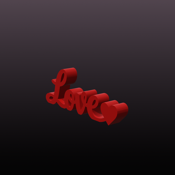 Love Sign STL – Romantic Heart Word Art for Easy Support-Free 3D Printing