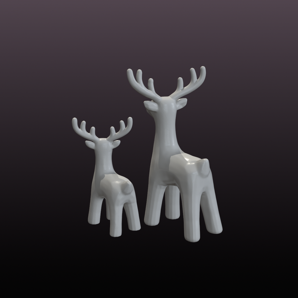 Low-Poly Reindeer STL Set – 2 Christmas Deer 3D Print Files