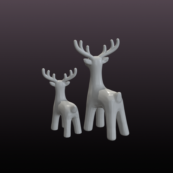Low-Poly Reindeer STL Set – 2 Christmas Deer 3D Print Files