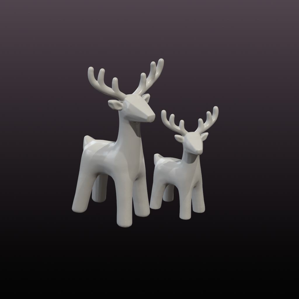 Low-Poly Reindeer STL Set – 2 Christmas Deer 3D Print Files