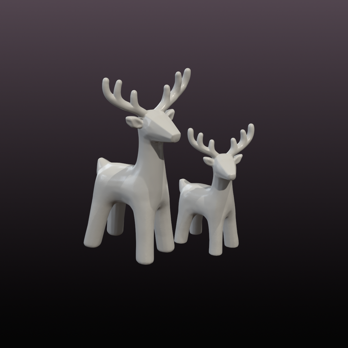 Low-Poly Reindeer STL Set – 2 Christmas Deer 3D Print Files