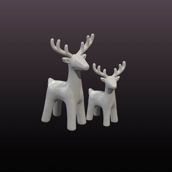 Low-Poly Reindeer STL Set – 2 Christmas Deer 3D Print Files