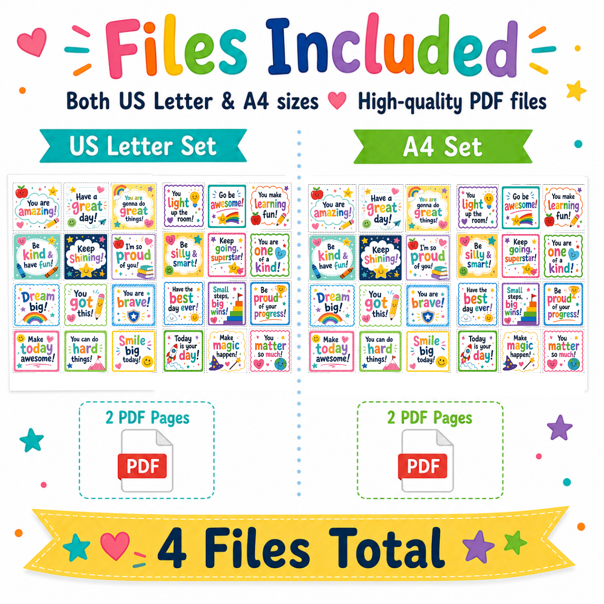 Printable Lunchbox Notes for Kids | 24 Positive School Notes