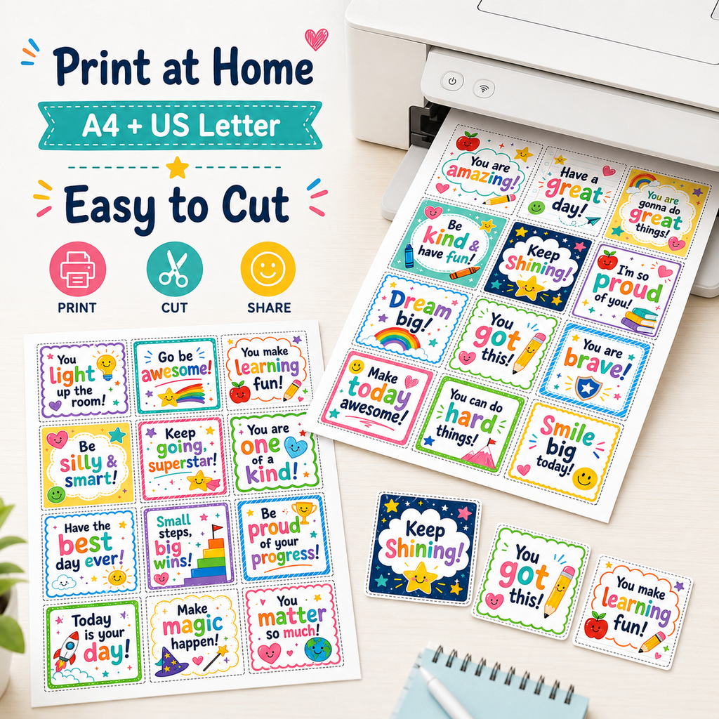 Printable Lunchbox Notes for Kids | 24 Positive School Notes