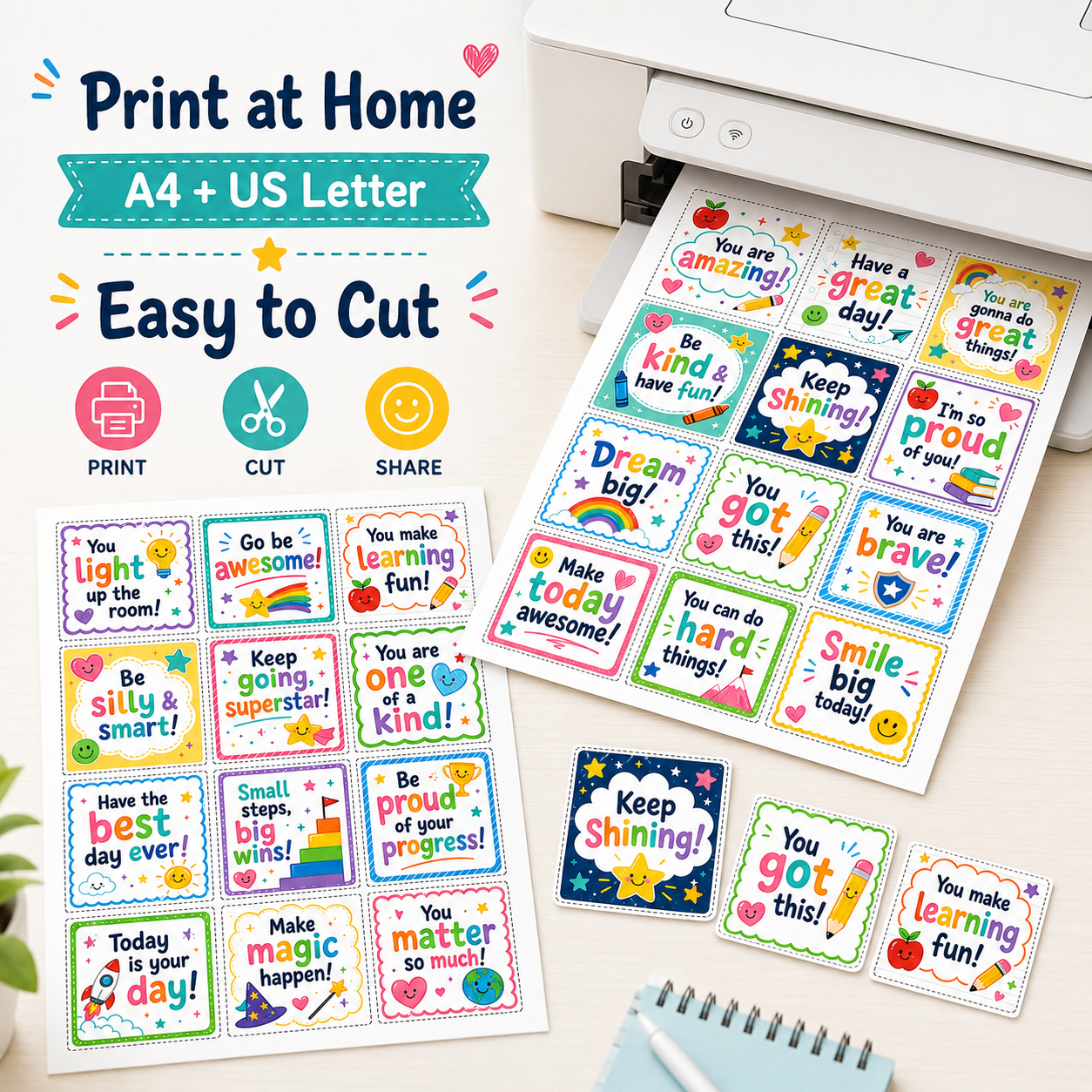 Printable Lunchbox Notes for Kids | 24 Positive School Notes