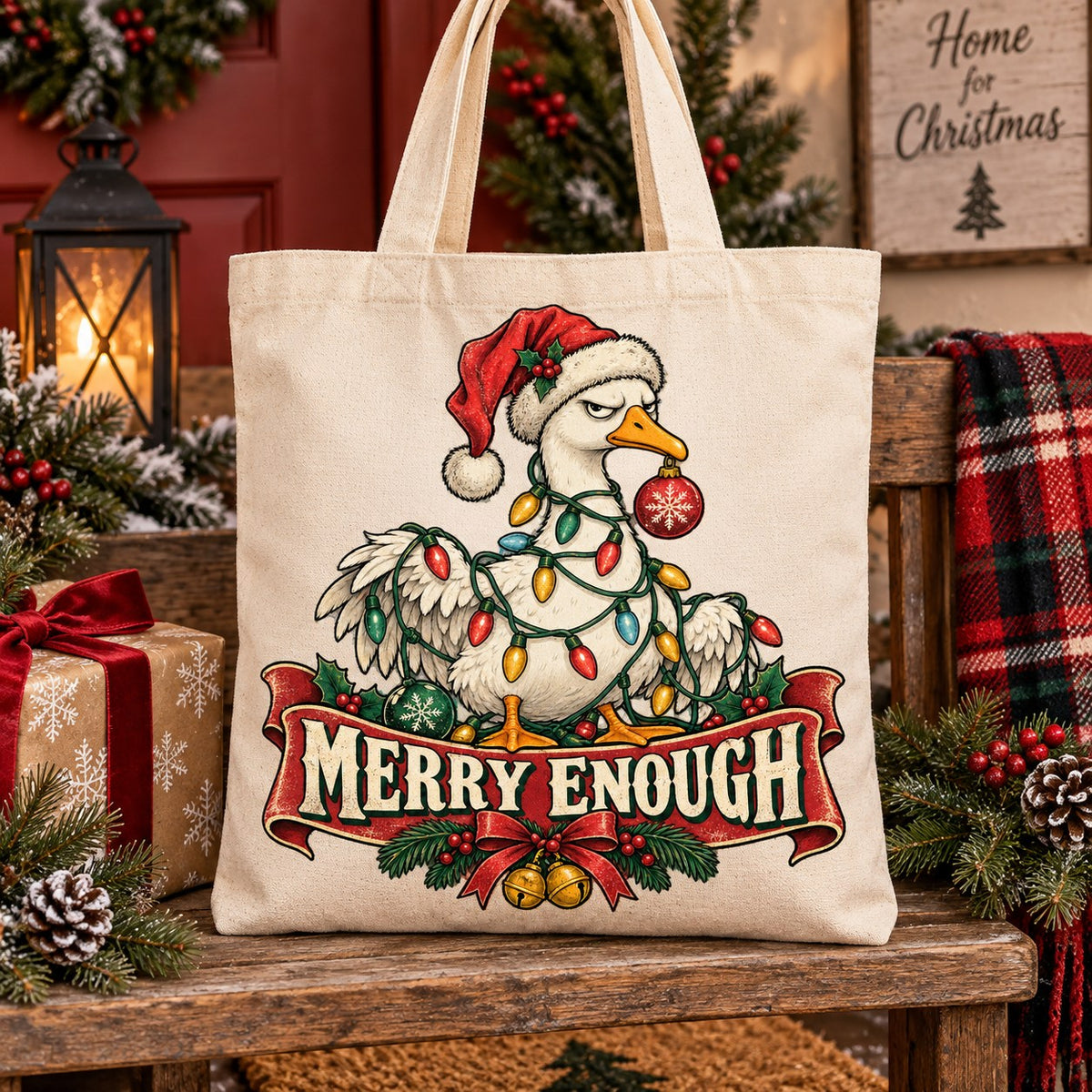 Merry Enough Christmas Goose PNG – Funny Grumpy Holiday Sublimation Design