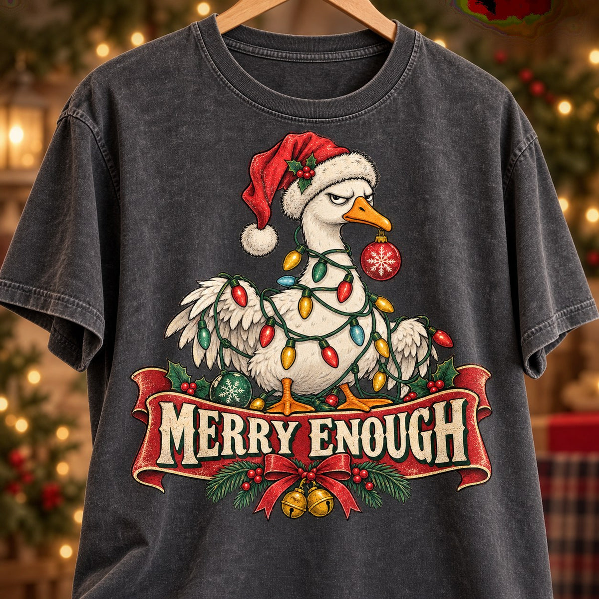 Merry Enough Christmas Goose PNG – Funny Grumpy Holiday Sublimation Design