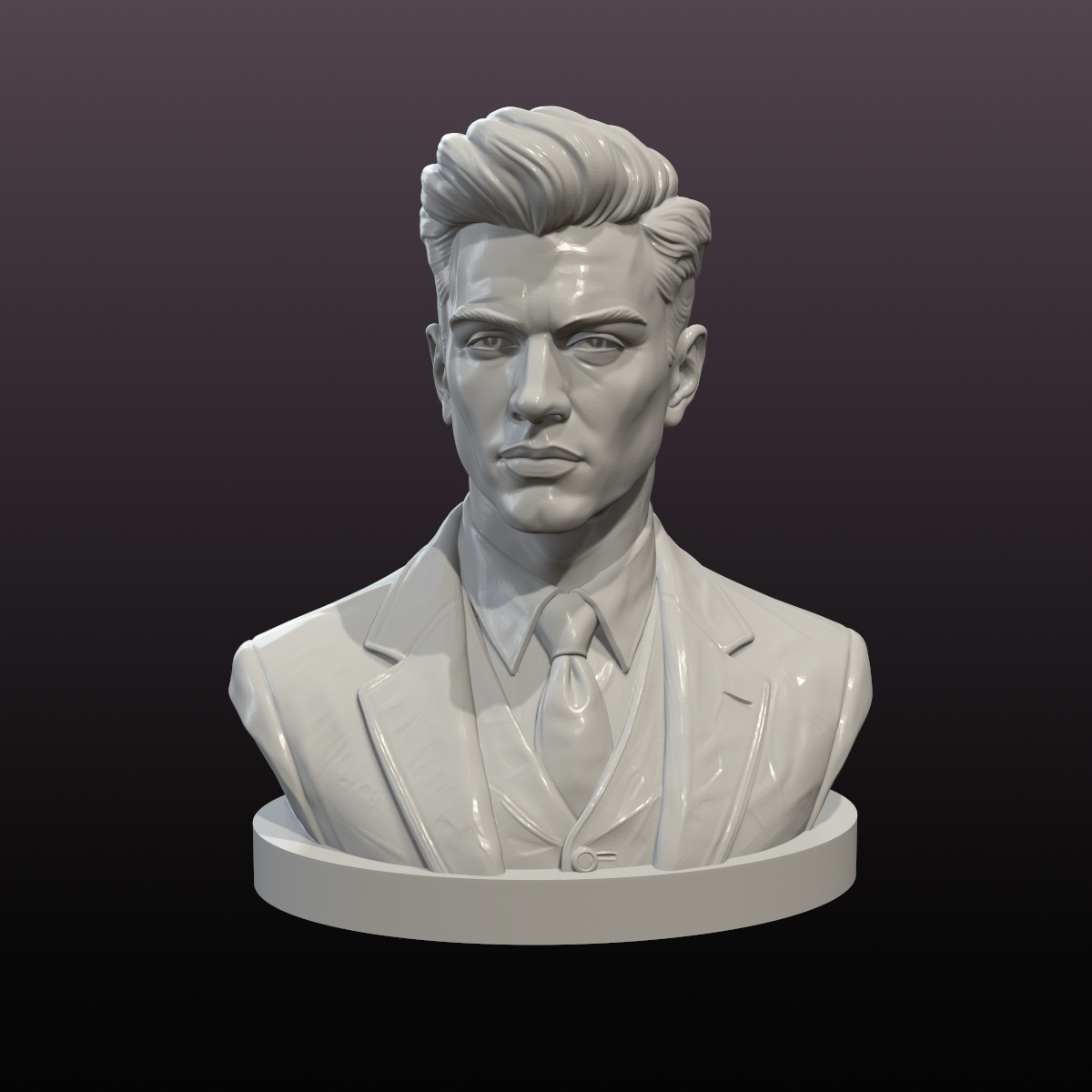 Modern Businessman Bust STL File – Gentleman Statue for 3D Printing and Office Decor