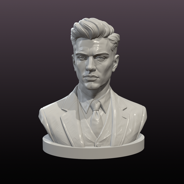 Modern Businessman Bust STL File – Gentleman Statue for 3D Printing and Office Decor