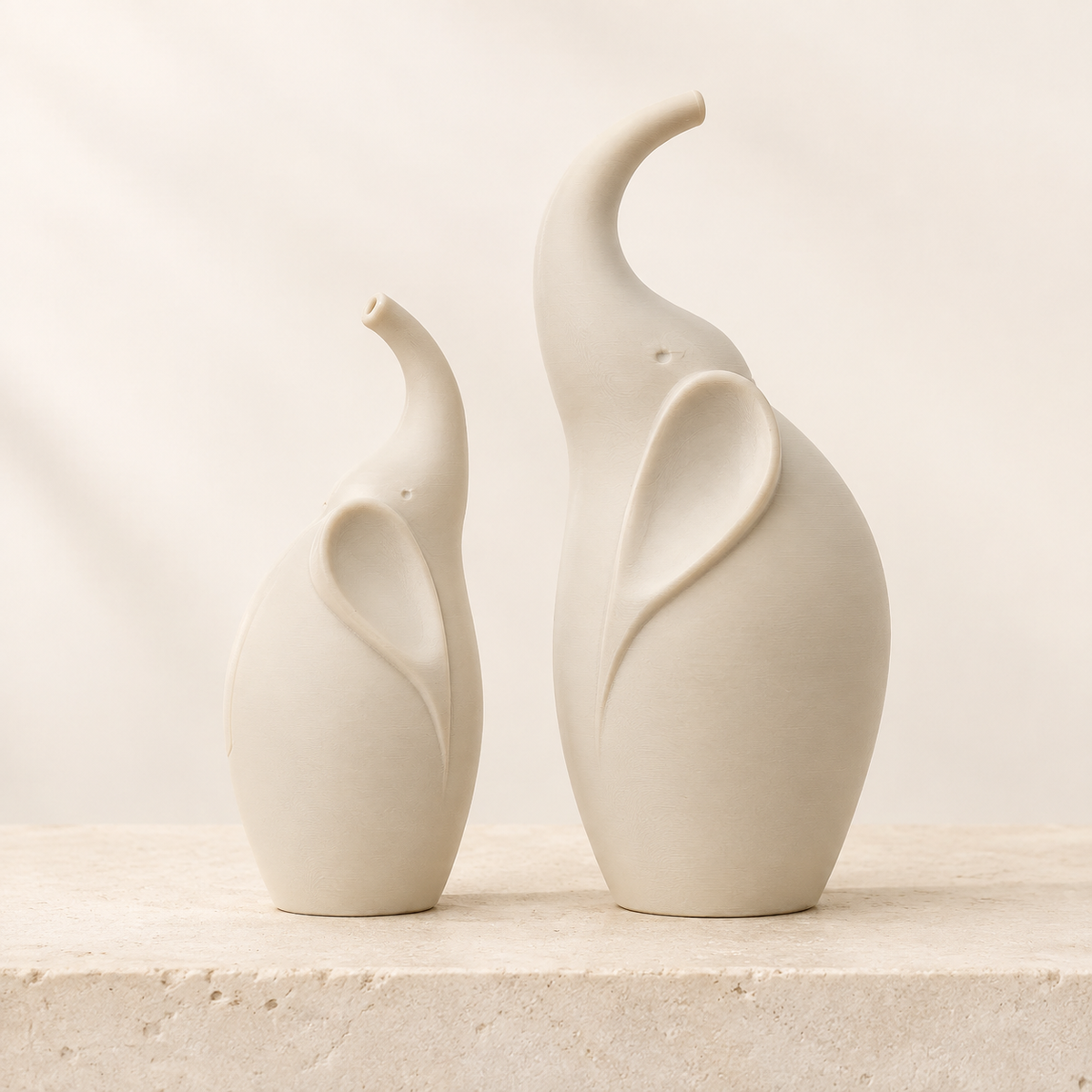 Modern Elephant Decor Set STL Files – 2 Minimalist Elephant Statues for 3D Printing Main image