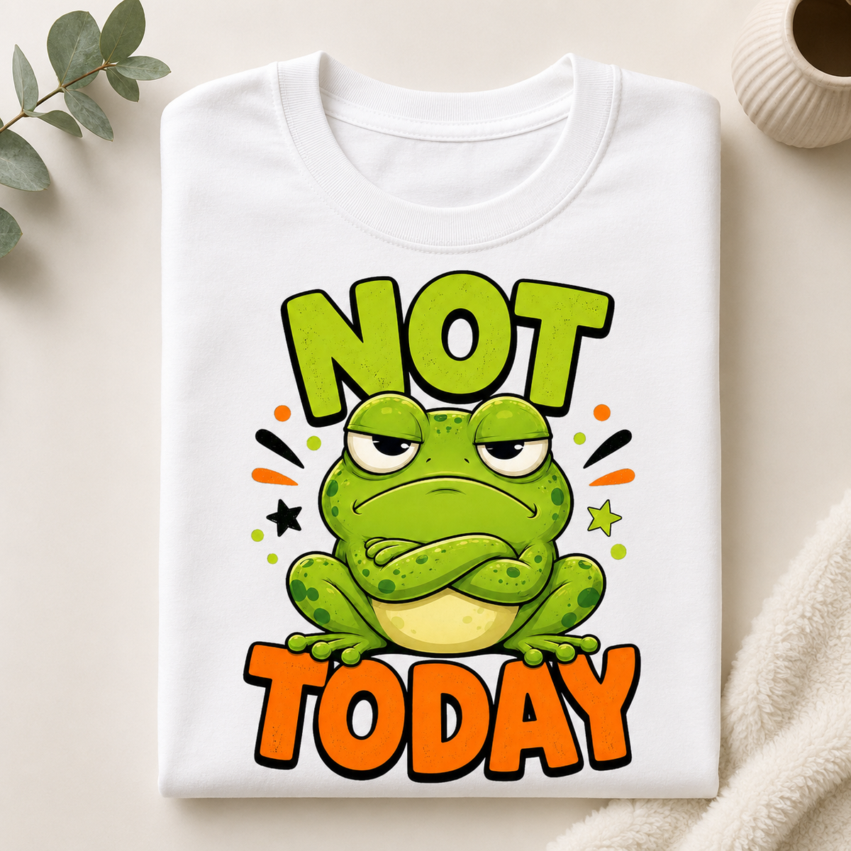 Not Today Frog PNG Design – Funny Grumpy Frog Shirt Sublimation Print File